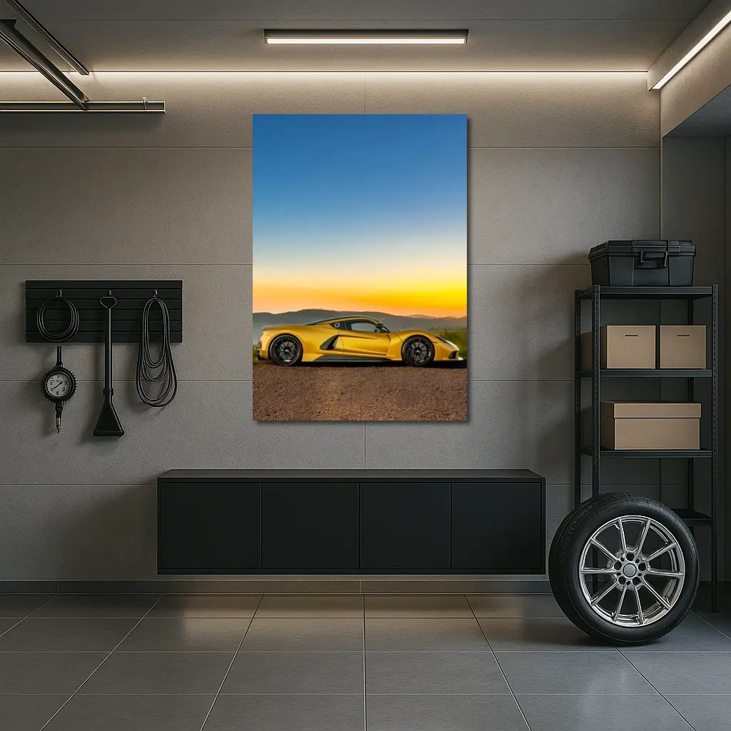 Hennessey Venom F5 Yellow Supercar Sunset – Wall Art