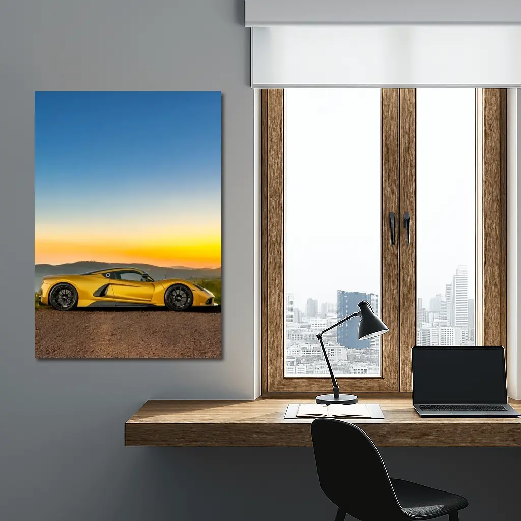 Hennessey Venom F5 Yellow Supercar Sunset – Wall Art