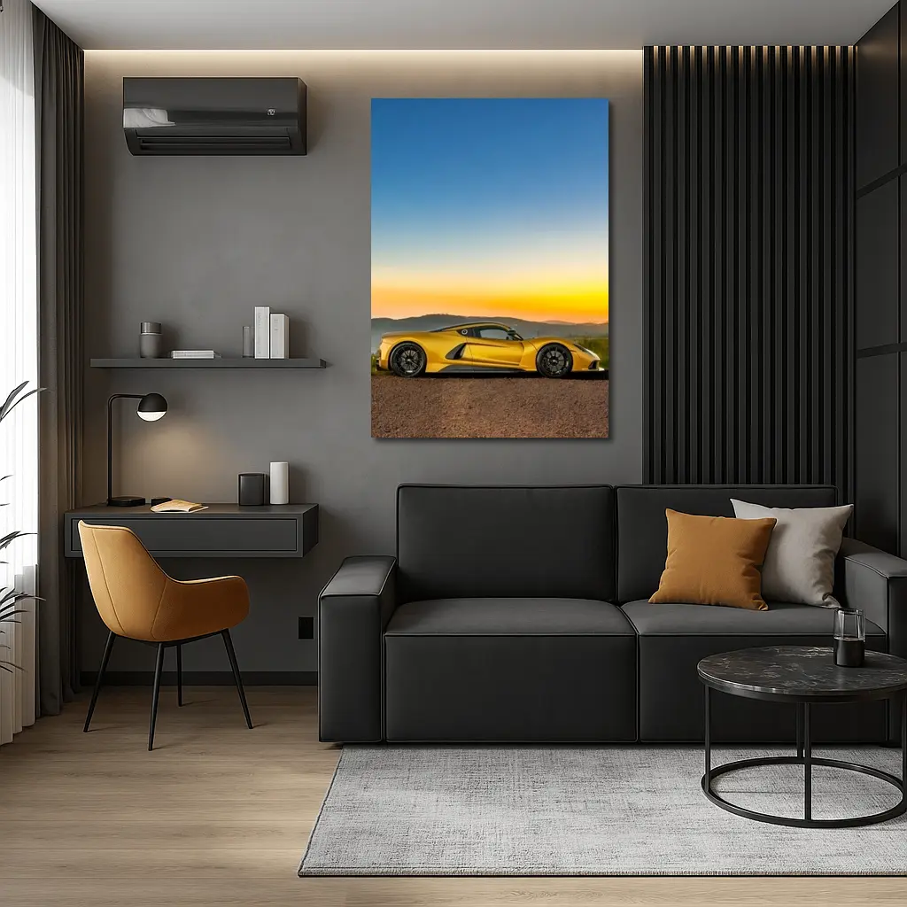 Hennessey Venom F5 Yellow Supercar Sunset – Wall Art