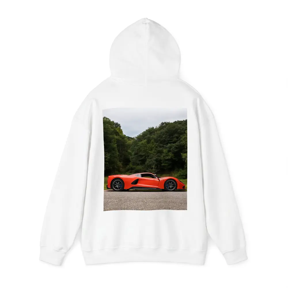 Hennessey Venom F5 Orange Supercar Wooded Road – Hoodies