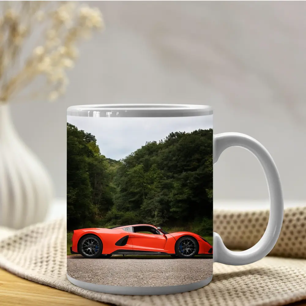 Hennessey Venom F5 Orange Supercar Wooded Road – Mugs
