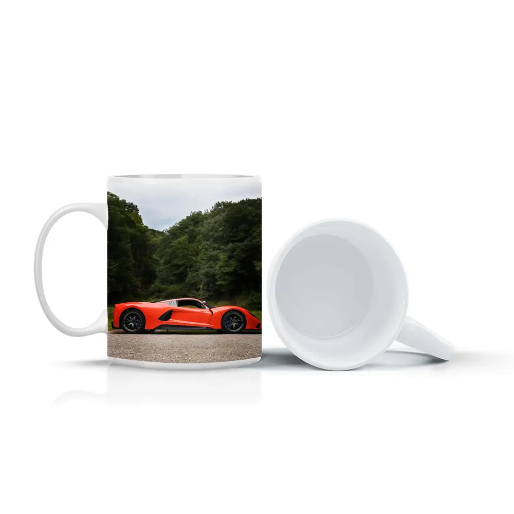 Hennessey Venom F5 Orange Supercar Wooded Road – Mugs