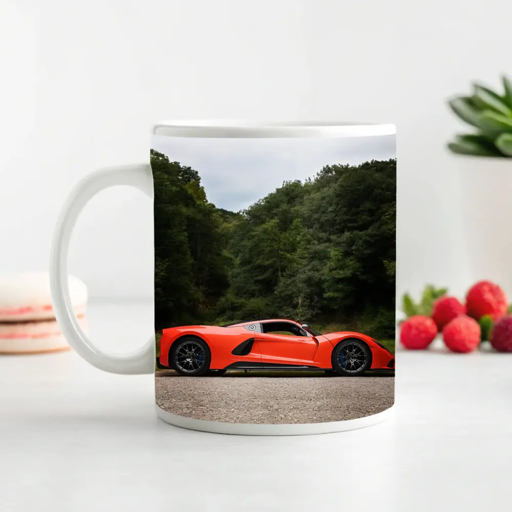 Hennessey Venom F5 Orange Supercar Wooded Road – Mugs
