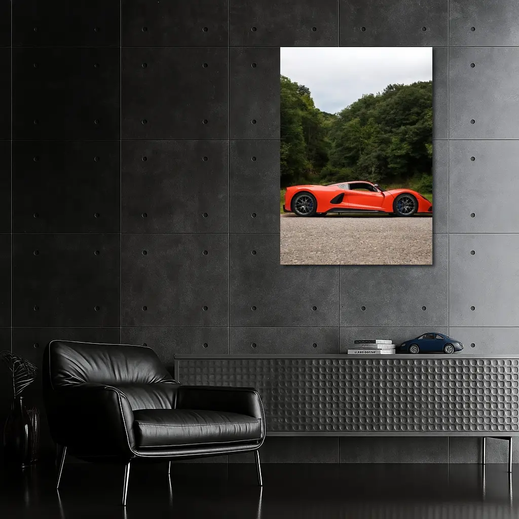 Hennessey Venom F5 Orange Supercar Wooded Road – Wall Art