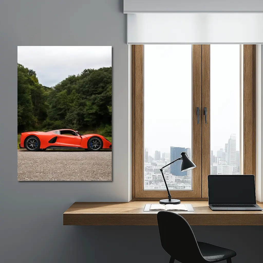 Hennessey Venom F5 Orange Supercar Wooded Road – Wall Art