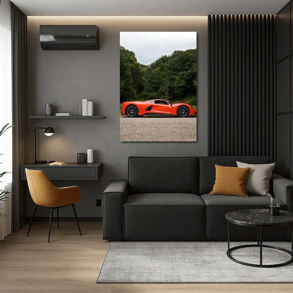 Hennessey Venom F5 Orange Supercar Wooded Road – Wall Art