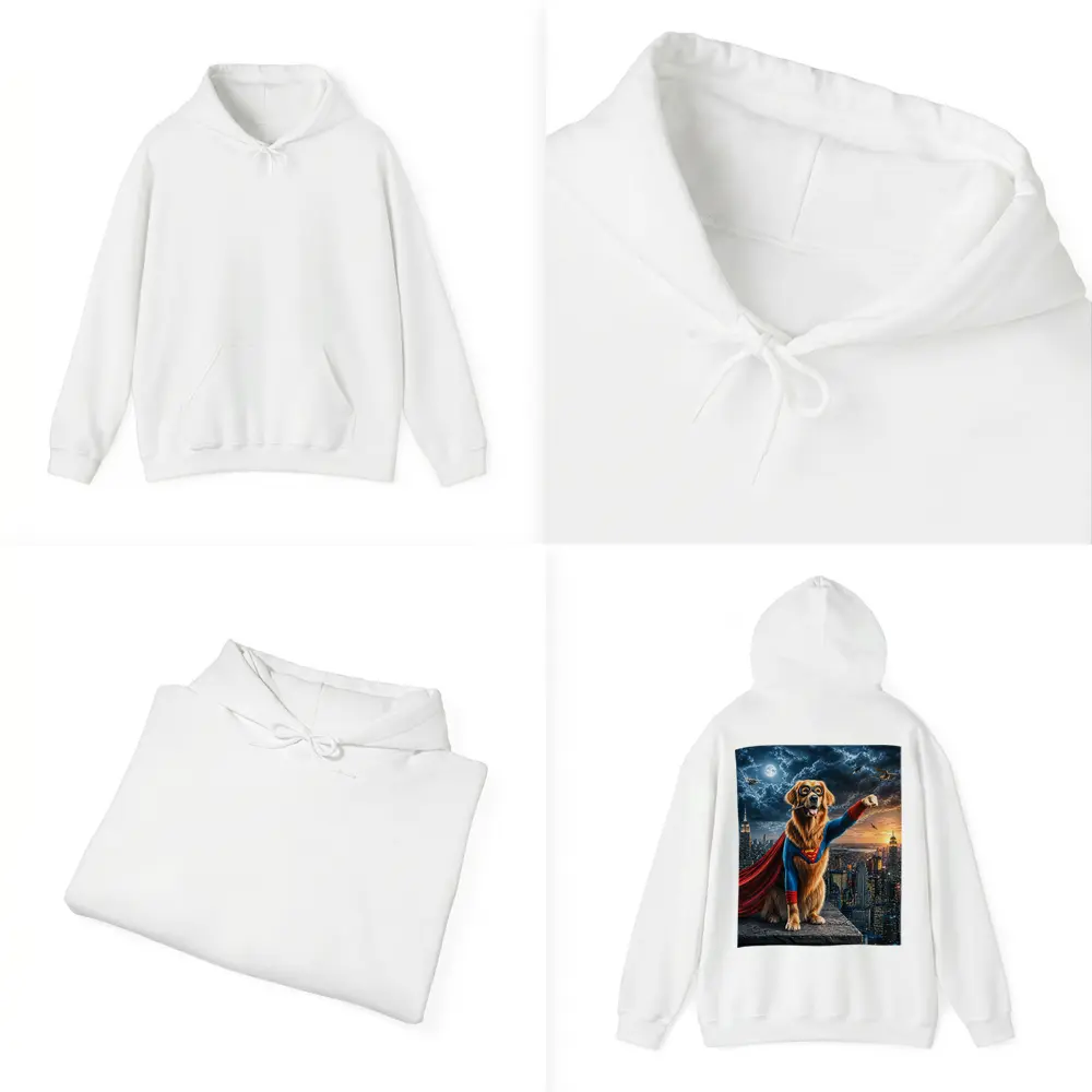 Golden Retriever Superman Hero City Night – Hoodies
