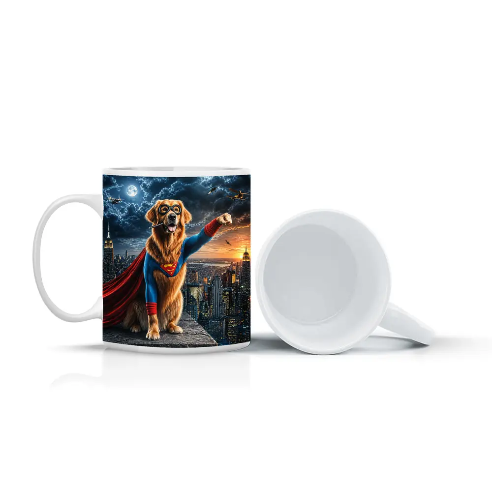 Golden Retriever Superman Hero City Night – Mugs
