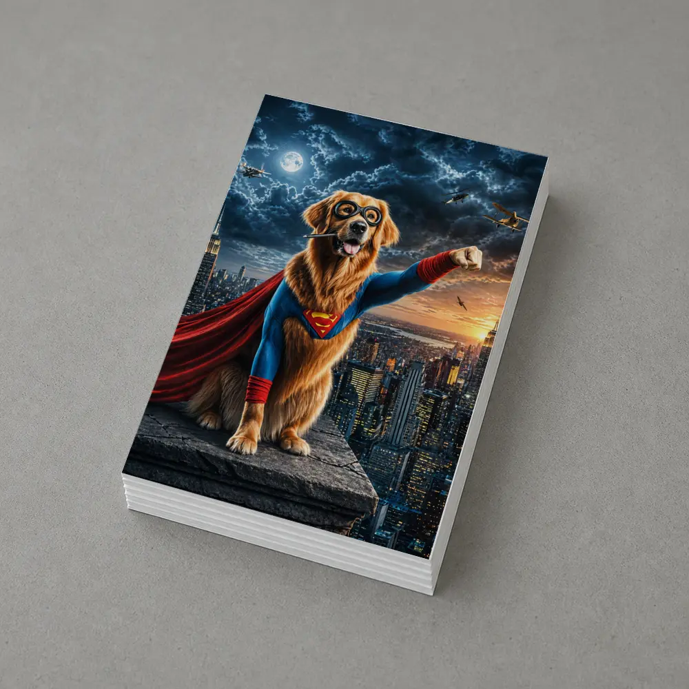 Golden Retriever Superman Hero City Night – Postcards