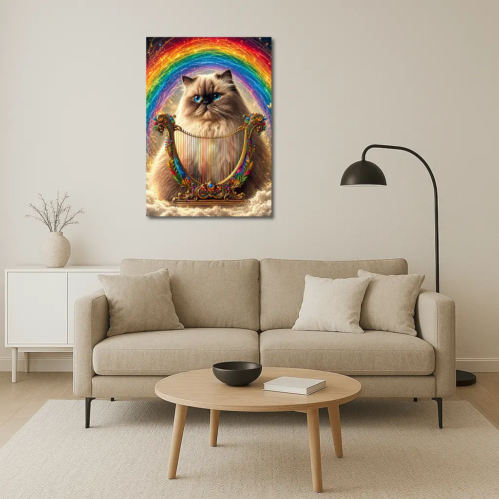 Himalayan Cat Rainbow Harp Clouds Fantasy – Wall Art