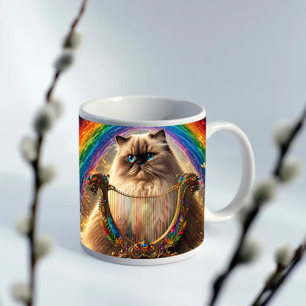 Himalayan Cat Rainbow Harp Clouds Fantasy – Mugs