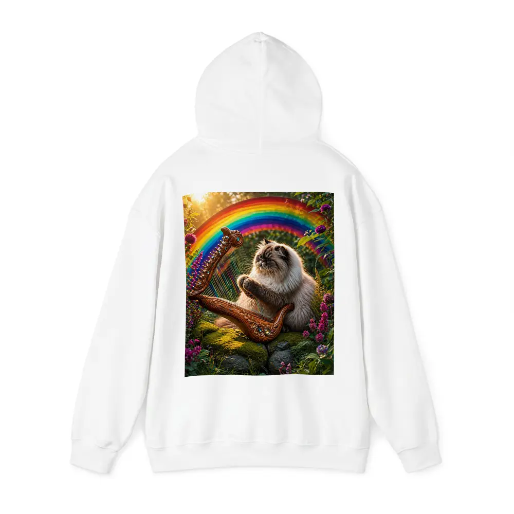 Himalayan Cat Playing Harp Rainbow Garden – Hoodies