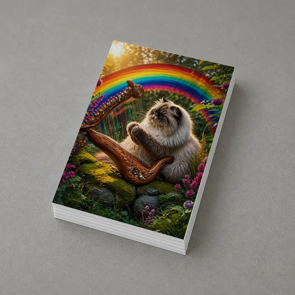 Himalayan Cat Playing Harp Rainbow Garden – Postcards