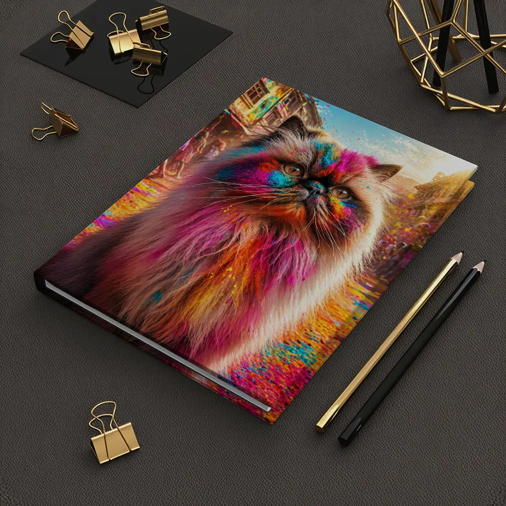Himalayan Cat Covered in Holi Festival Colors – Notebooks
