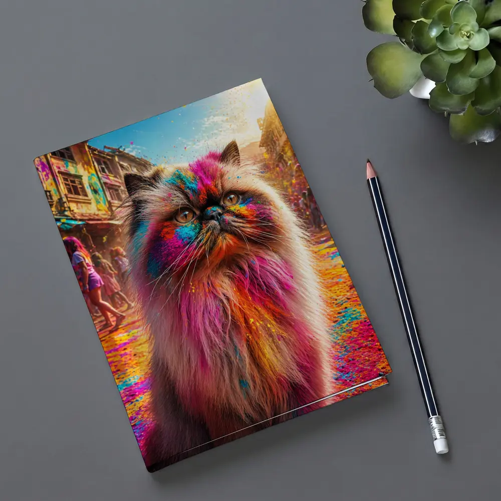 Himalayan Cat Covered in Holi Festival Colors – Notebooks