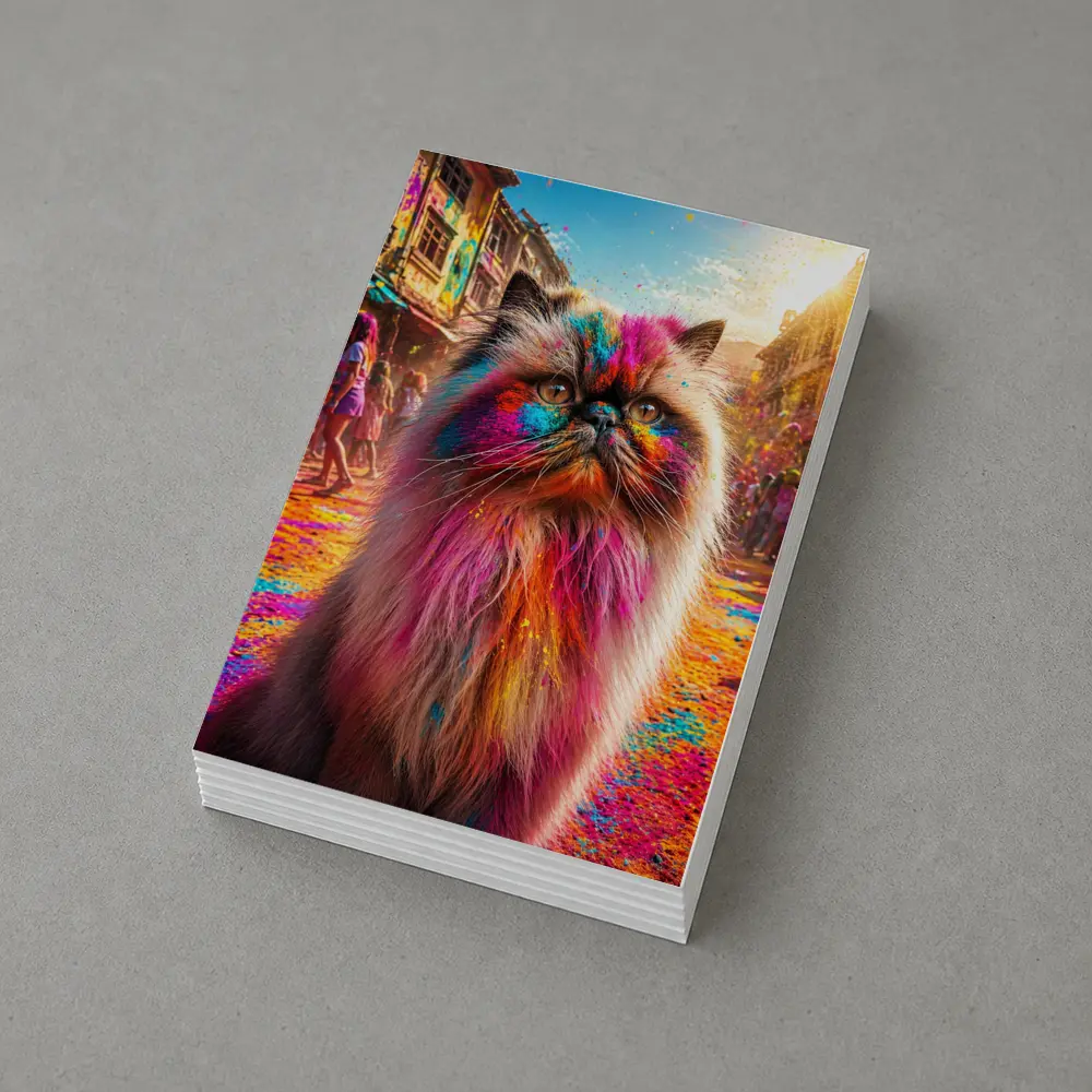 Himalayan Cat Covered in Holi Festival Colors – Postcards