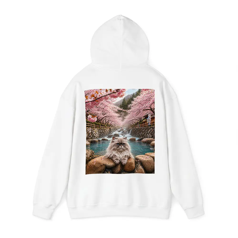 Himalayan Cat Relaxing Among Cherry Blossoms – Hoodies