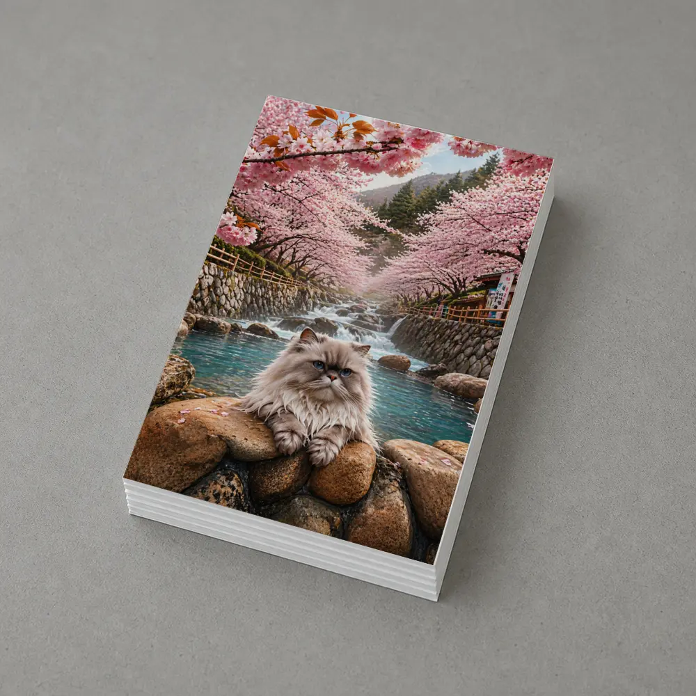 Himalayan Cat Relaxing Among Cherry Blossoms – Postcards