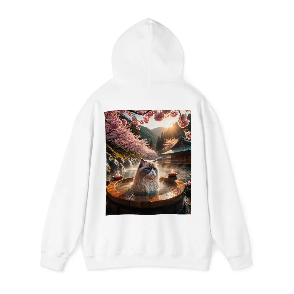 Ragdoll Cat Relaxing in Japanese Hot Spring – Hoodies