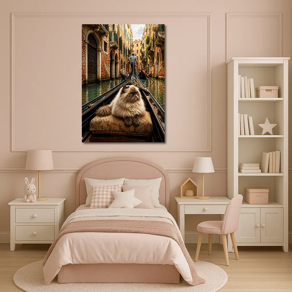 Himalayan Cat Riding Gondola Venice Canal – Wall Art