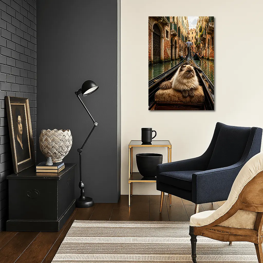 Himalayan Cat Riding Gondola Venice Canal – Wall Art