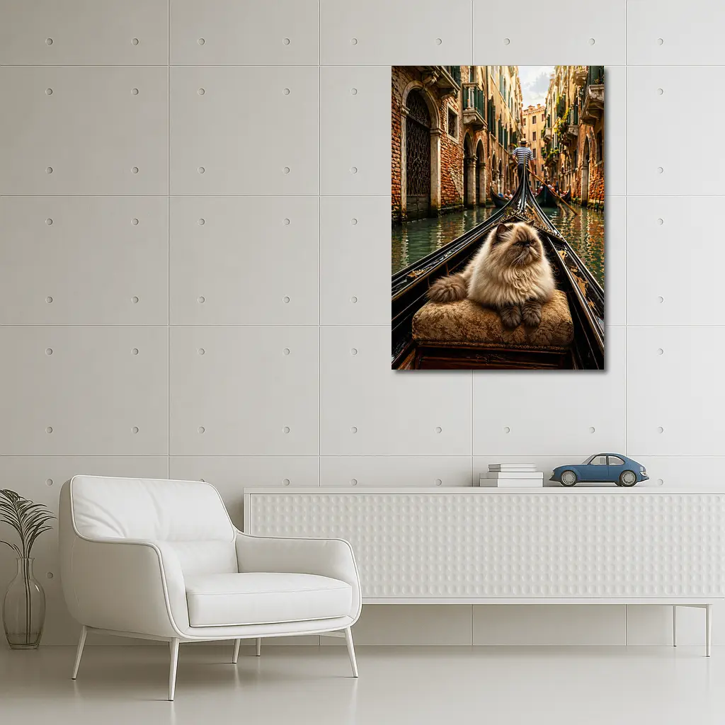 Himalayan Cat Riding Gondola Venice Canal – Wall Art