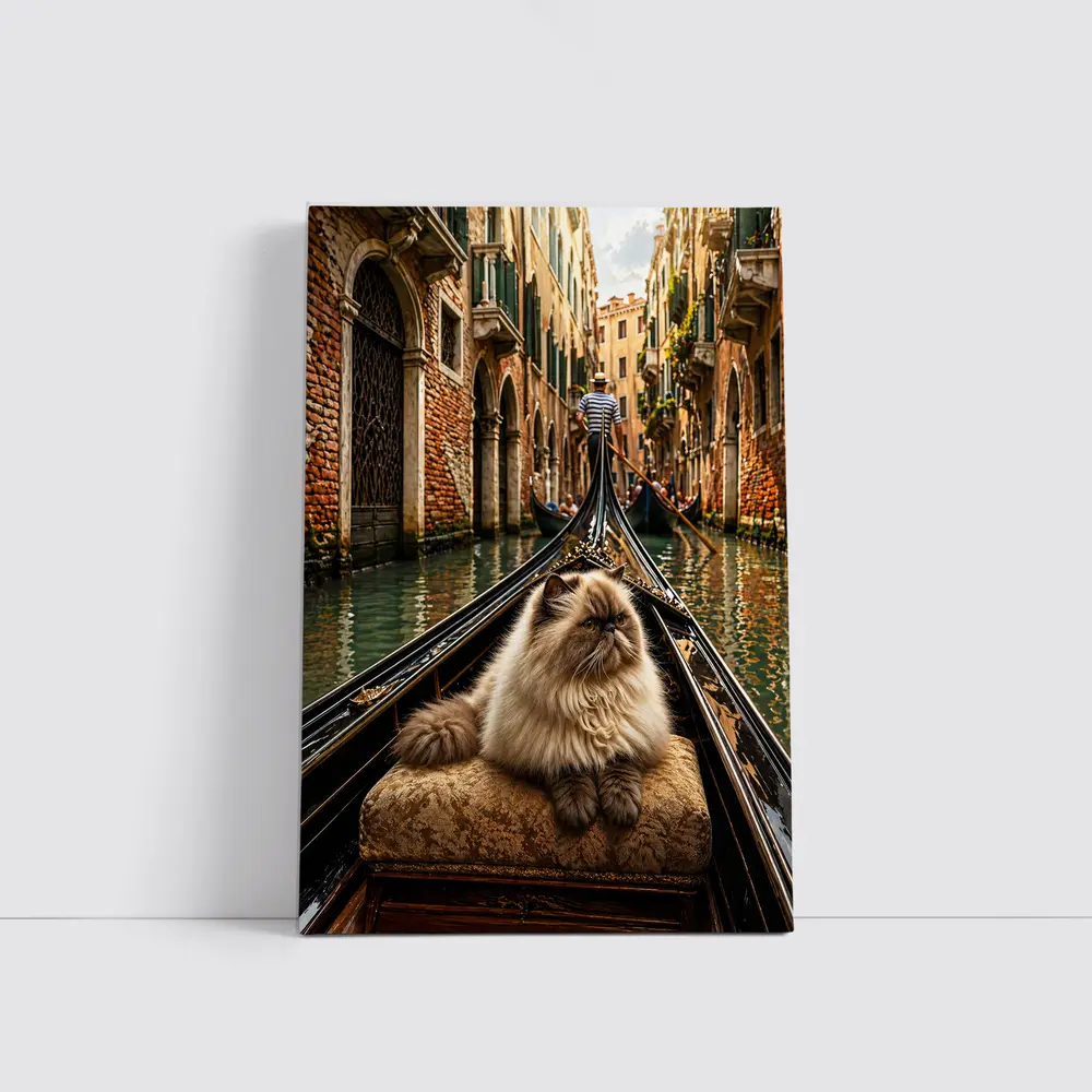 Himalayan Cat Riding Gondola Venice Canal – Wall Art