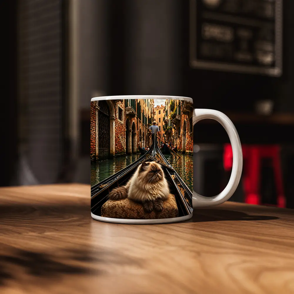 Himalayan Cat Riding Gondola Venice Canal – Mugs