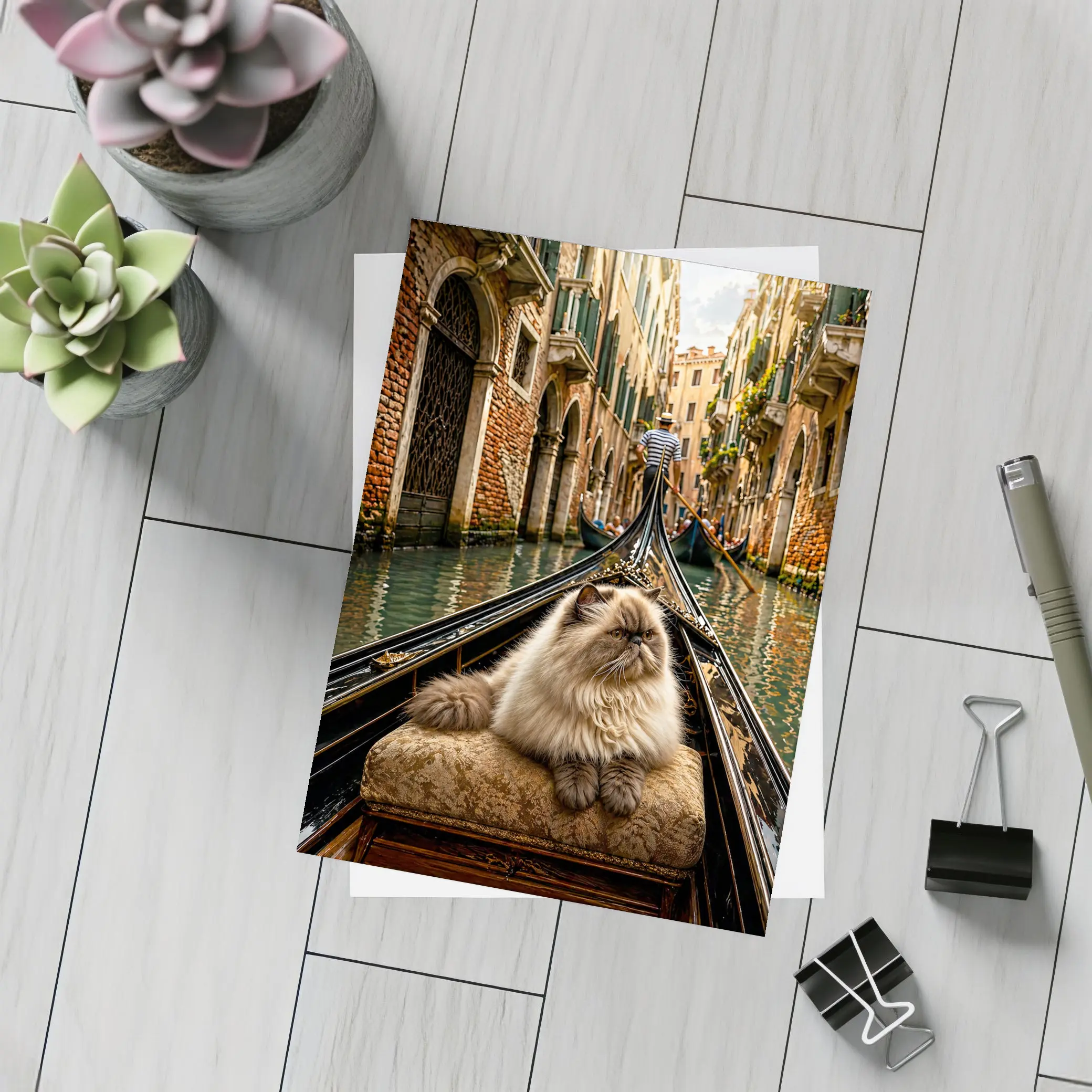 Himalayan Cat Riding Gondola Venice Canal – Postcards