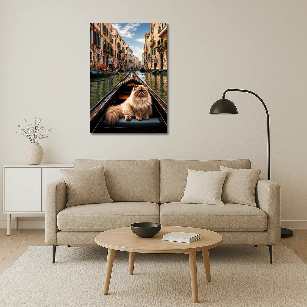 Himalayan Cat Riding Gondola Venice Canal – Wall Art