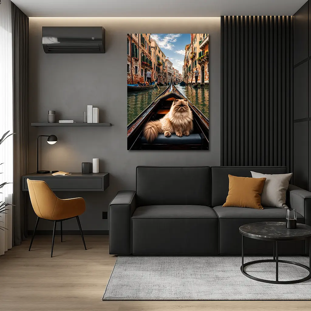 Himalayan Cat Riding Gondola Venice Canal – Wall Art