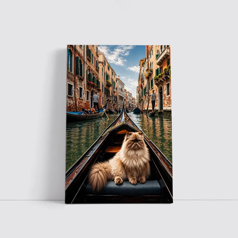 Himalayan Cat Riding Gondola Venice Canal – Wall Art