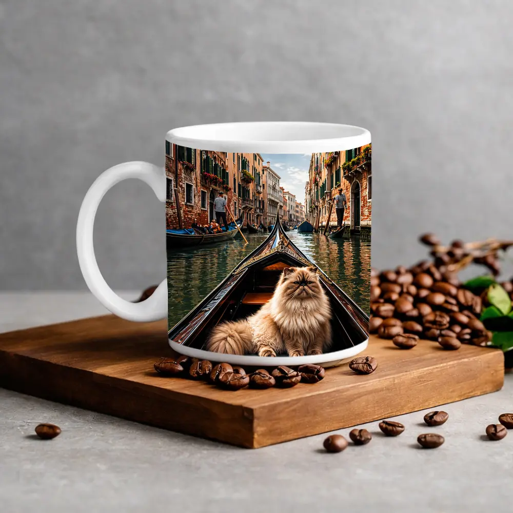 Himalayan Cat Riding Gondola Venice Canal – Mugs