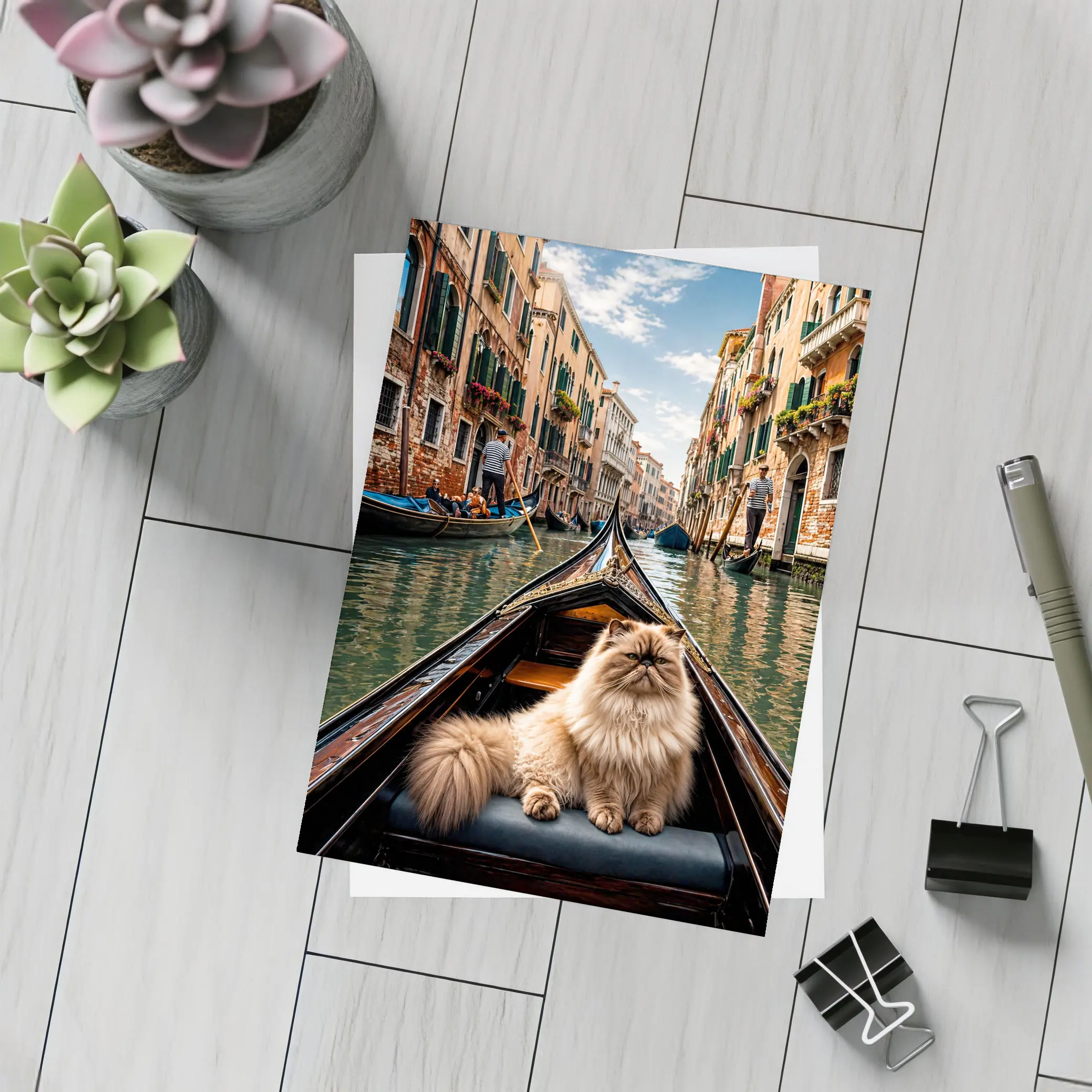 Himalayan Cat Riding Gondola Venice Canal – Postcards