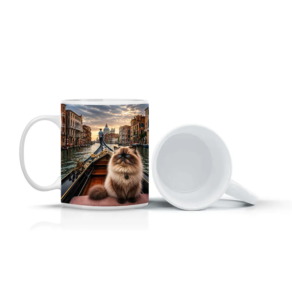 Himalayan Cat on Venice Gondola Canal – Mugs