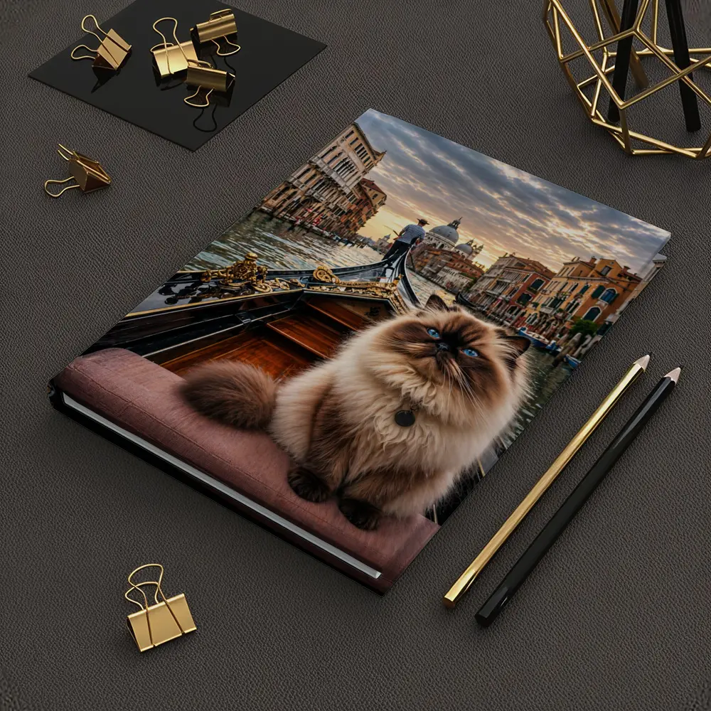 Himalayan Cat on Venice Gondola Canal – Notebooks