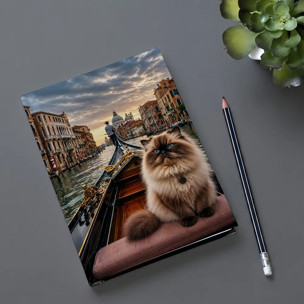 Himalayan Cat on Venice Gondola Canal – Notebooks
