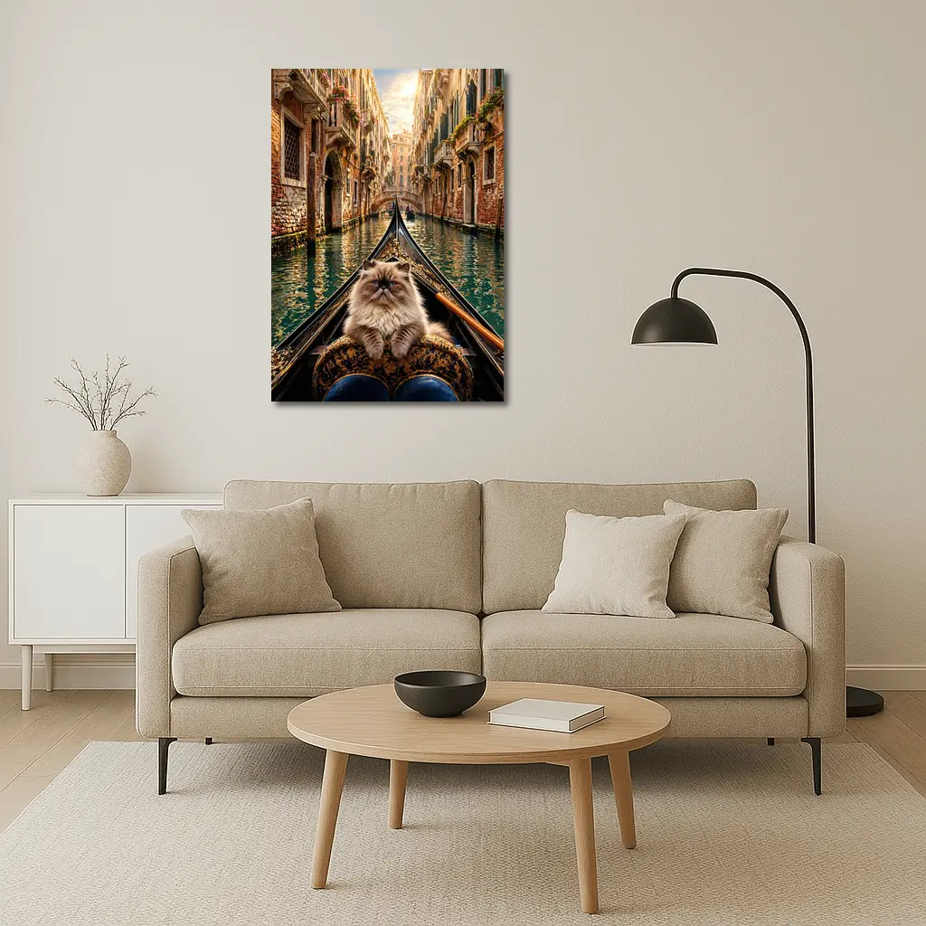 Himalayan Cat Riding Gondola Venice Canal – Wall Art