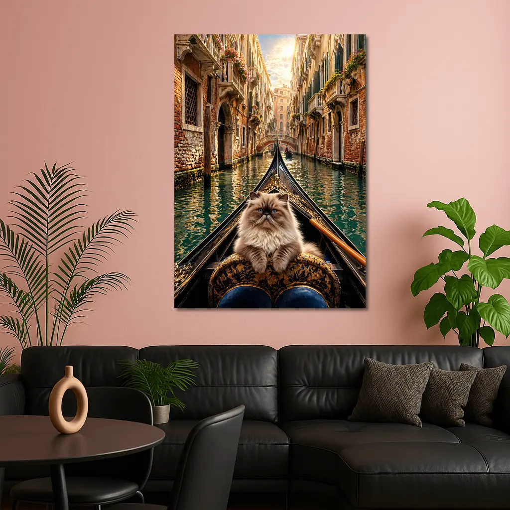 Himalayan Cat Riding Gondola Venice Canal – Wall Art