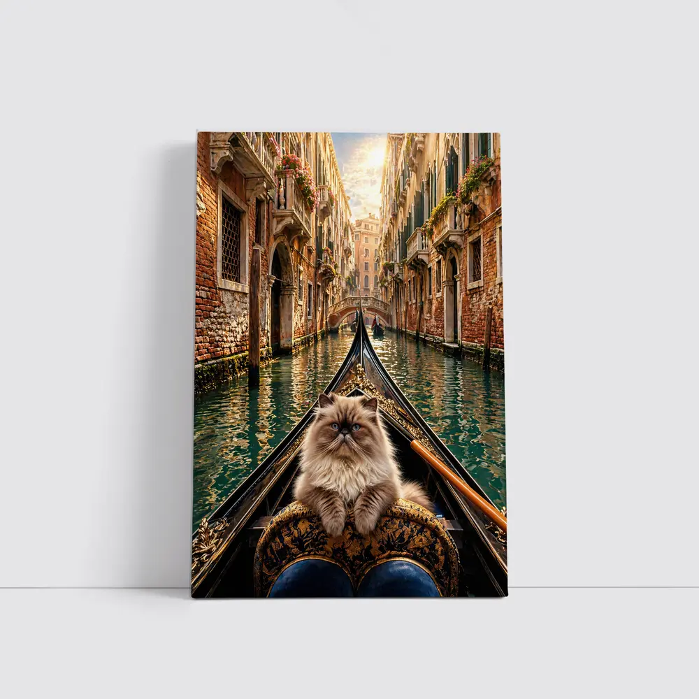 Himalayan Cat Riding Gondola Venice Canal – Wall Art