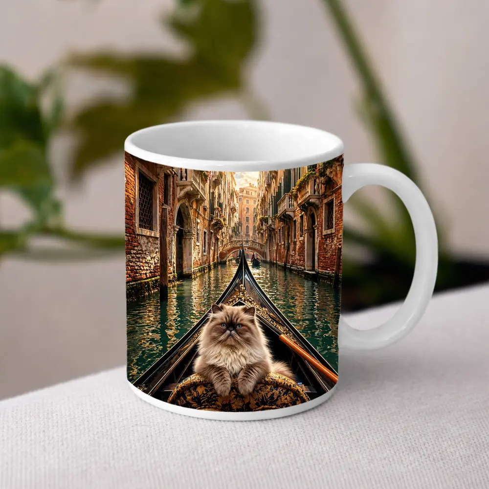 Himalayan Cat Riding Gondola Venice Canal – Mugs