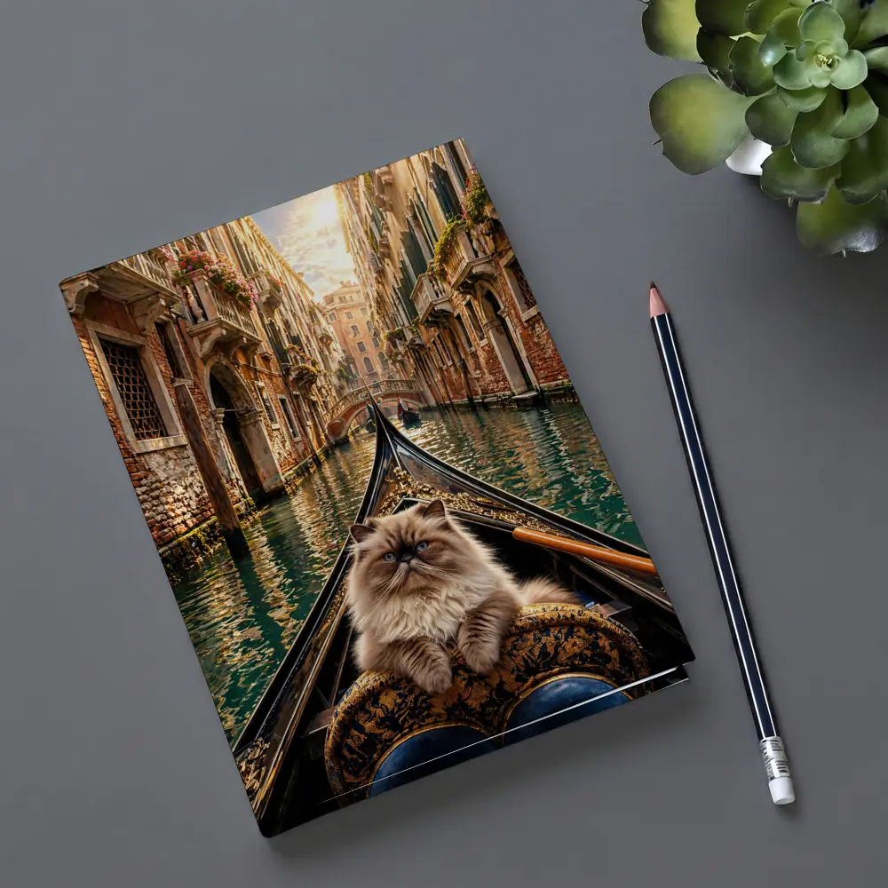 Himalayan Cat Riding Gondola Venice Canal – Notebooks