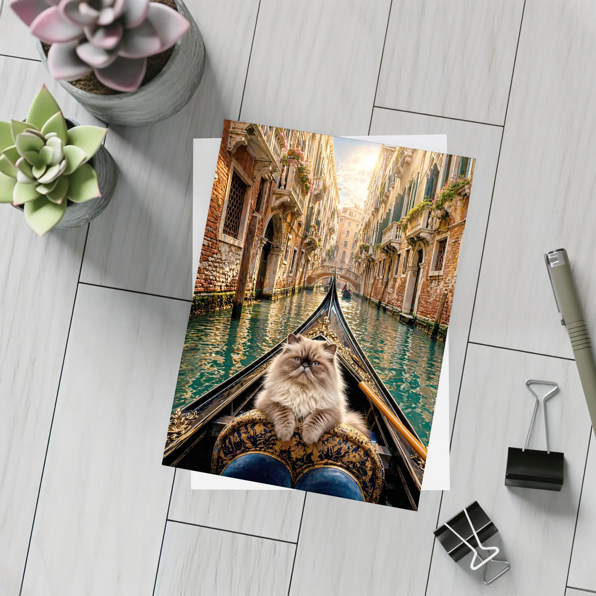 Himalayan Cat Riding Gondola Venice Canal – Postcards