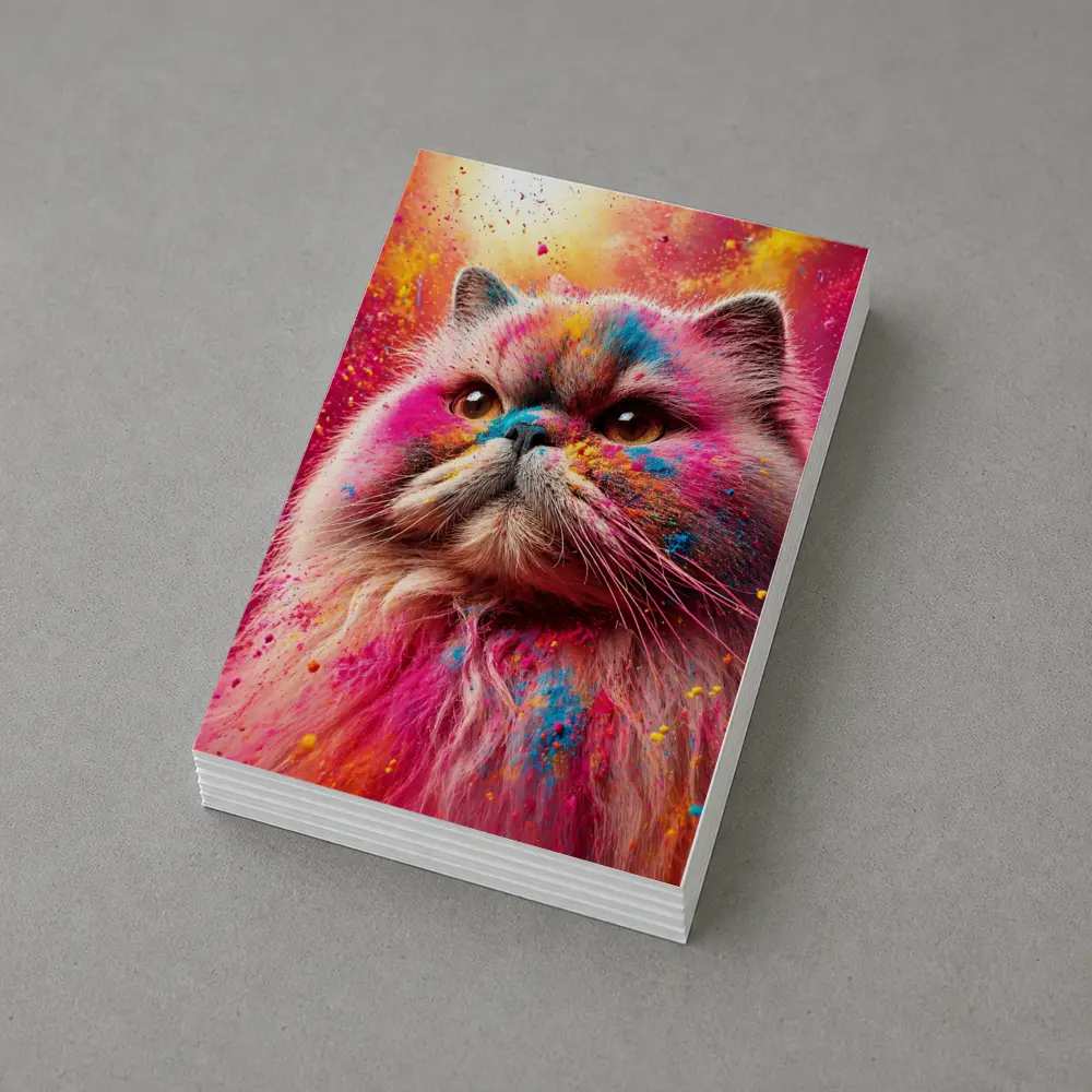 Persian Cat Covered in Colorful Holi Powder – Postcards