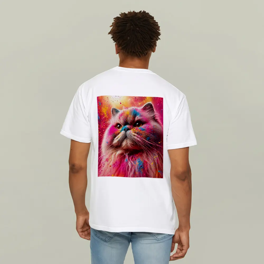 Persian Cat Covered in Colorful Holi Powder – T-Shirts