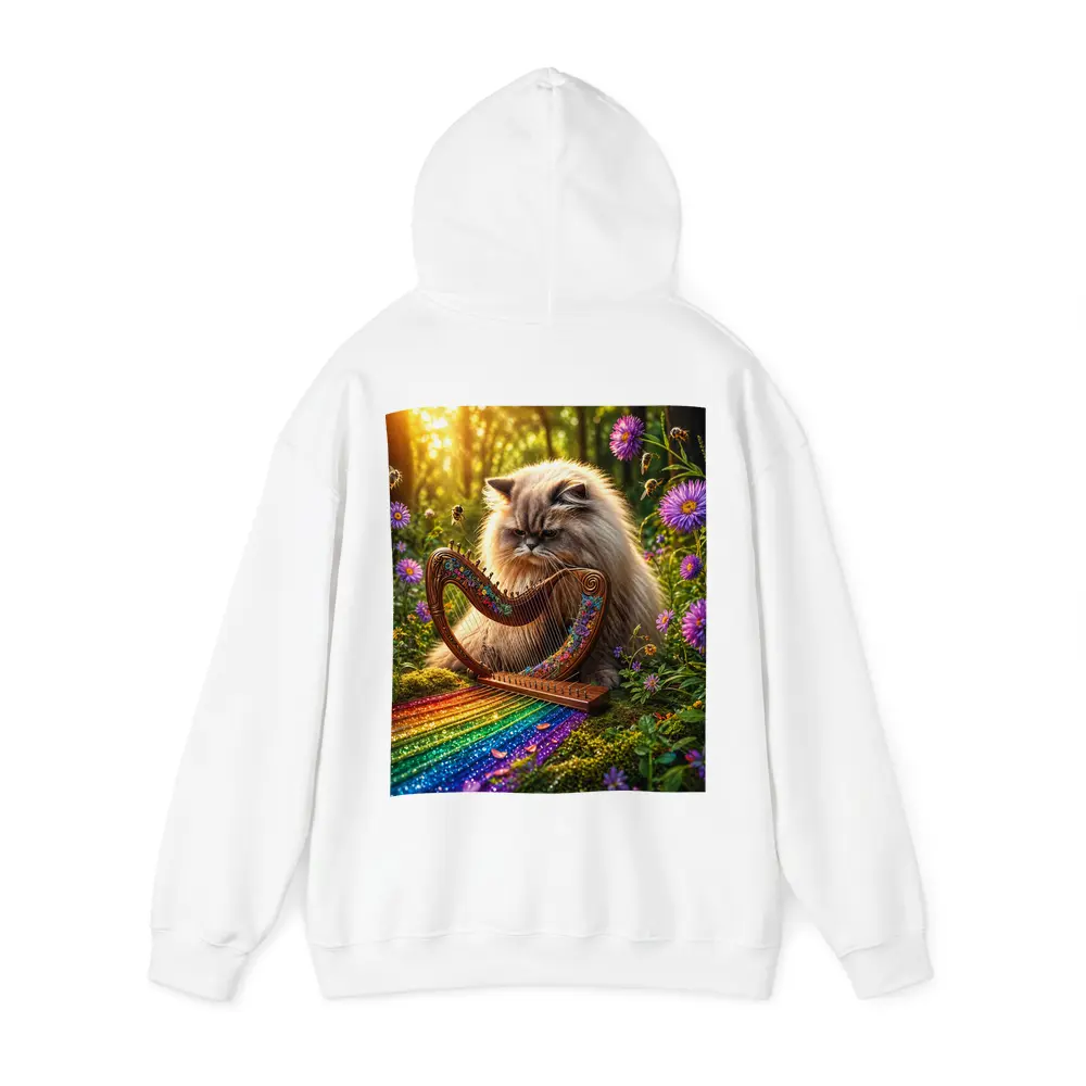 Himalayan Cat Playing Harp Forest Garden – Hoodies
