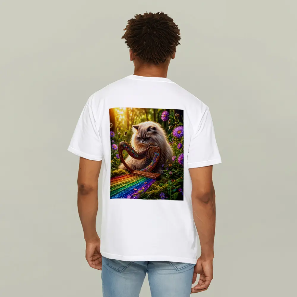 Himalayan Cat Playing Harp Forest Garden – T-Shirts