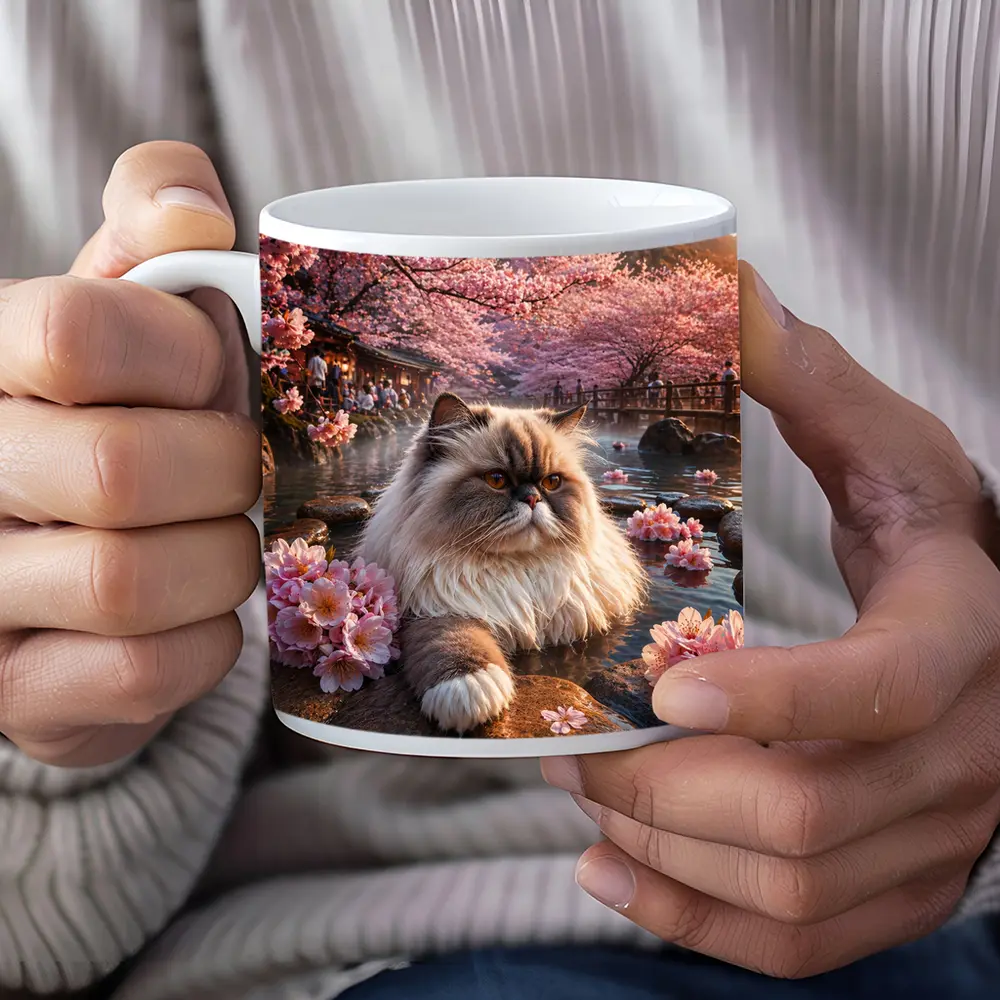 Himalayan Cat Cherry Blossoms Japanese Hot Springs – Mugs