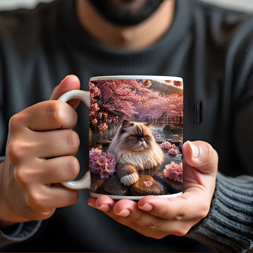 Himalayan Cat Cherry Blossoms Japanese Hot Springs – Mugs