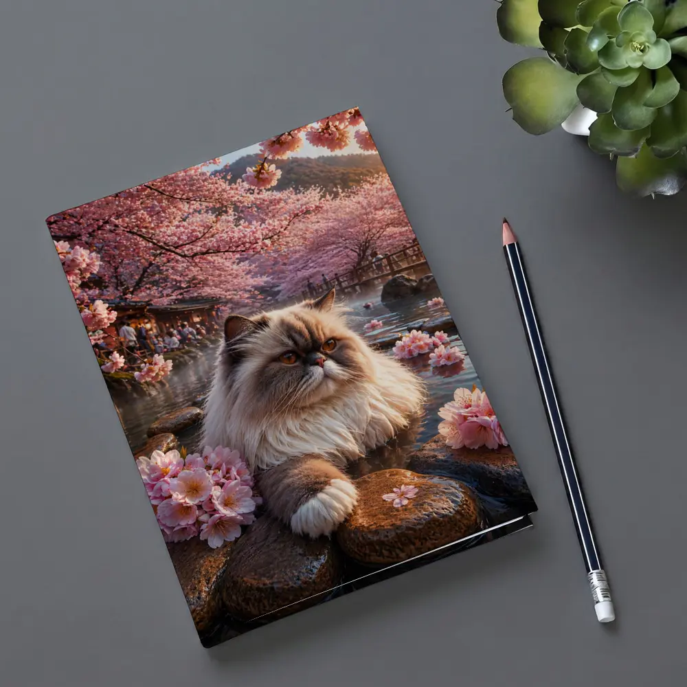 Himalayan Cat Cherry Blossoms Japanese Hot Springs – Notebooks